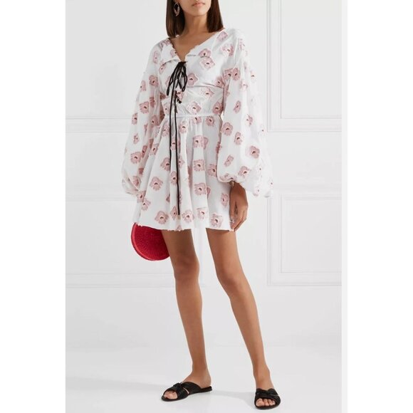 Caroline Constas Olympia Metallic Fil Coupe Mini Dress Pink White - size XS - Picture 11 of 11